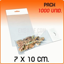 1000 Bolsas PP solapa adhesiva y eurotaladro 7X10 cm