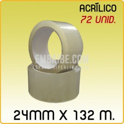 144 Rollos cinta adhesiva acrílico transparente 12mmx66m